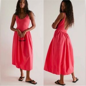 NWOT Free people Dylan midi dress in Miami Beet Pink Size Small